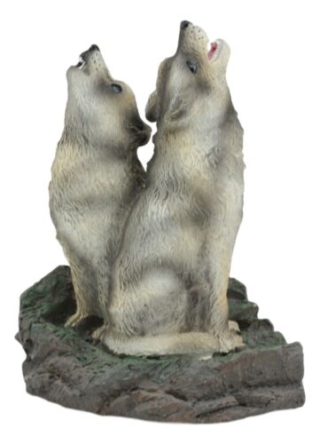 Ebros Gift Ebros Howling Twin Gray Wolves Incense Burner Figurine 5.5 Inch Tall As Home Fragrance Decor Figurine