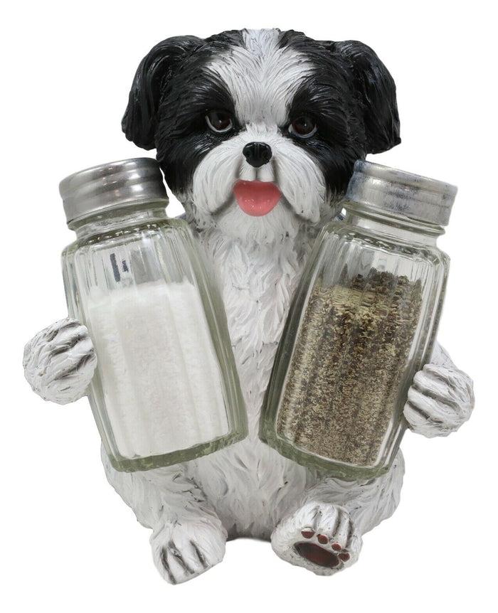 Ebros Gift Ebros Hugging Pooch Shih Tzu Glass Salt Pepper Shakers Holder Figurine 6"Tall
