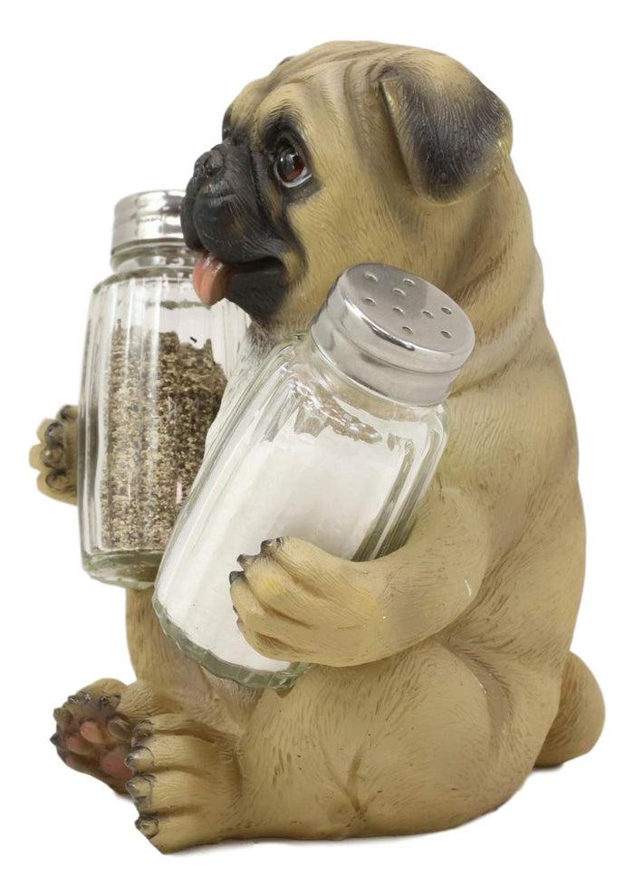 Ebros Gift Ebros Hugging Pug Dog Decorative Glass Salt Pepper Shakers Holder Figurine