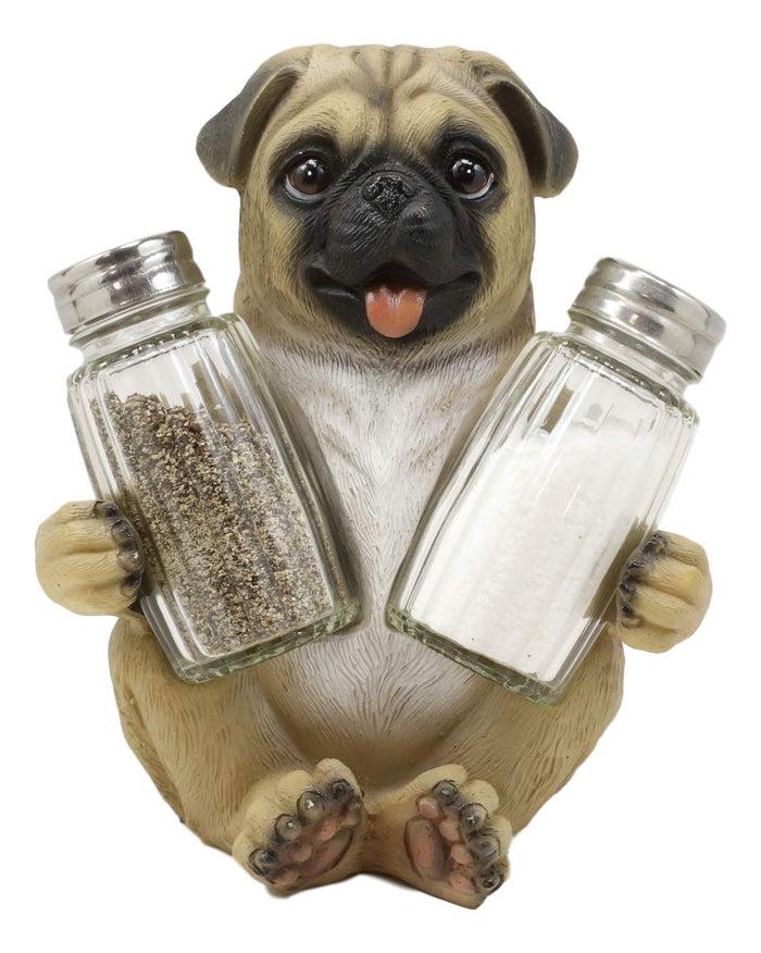 Ebros Gift Ebros Hugging Pug Dog Decorative Glass Salt Pepper Shakers Holder Figurine