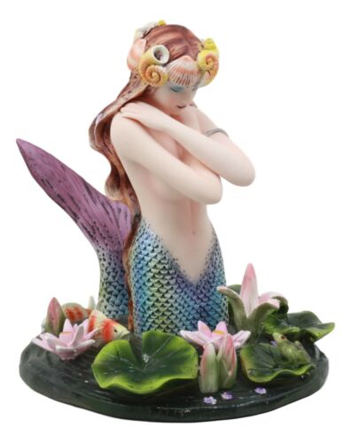 Ebros Gift Ebros "Hundred Tears" Sorrowful Mermaid By Koi Fish Moon Pond With Lilies Figurine