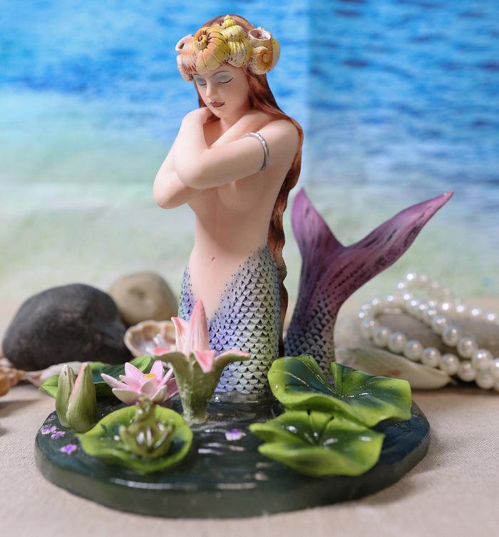 ebros gift Ebros "Hundred Tears" Sorrowful Mermaid By Koi Fish Moon Pond With Lilies Figurine
