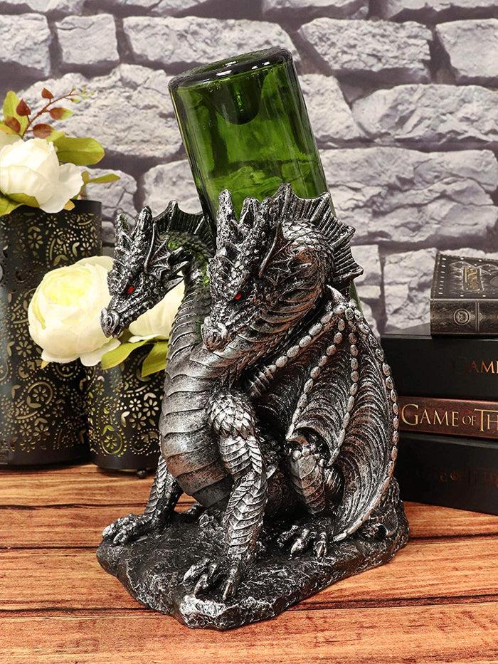 ebros gift Ebros Hydra Dragon Wine Bottle Holder Statue 9" Tall Fantasy Caddy Kitchen Decor