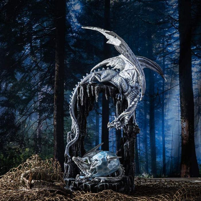 ebros gift Ebros Ice Dragon Mother and Baby Hatchling in Egg Statue Decor Figurine 20"H