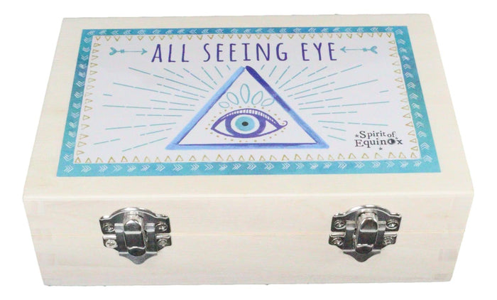 Ebros Gift Ebros Illuminati Eye Of Providence Decorative Wooden Box W/ 48 Glass All Seeing Eyes