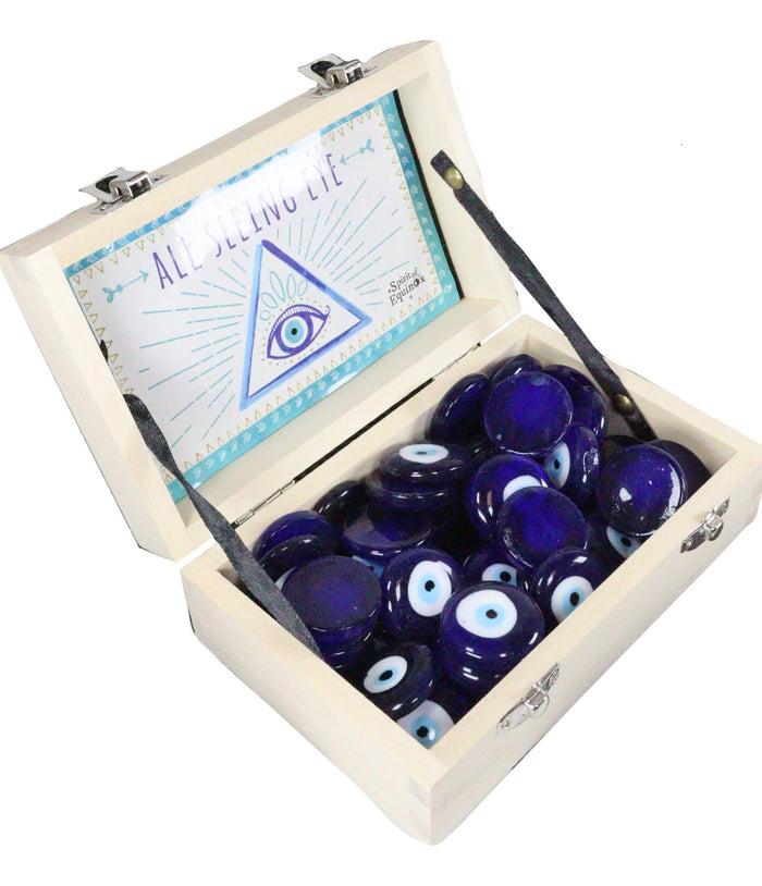 Ebros Gift Ebros Illuminati Eye Of Providence Decorative Wooden Box W/ 48 Glass All Seeing Eyes