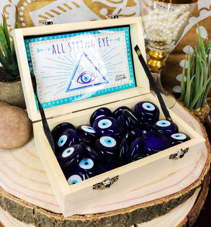ebros gift Ebros Illuminati Eye Of Providence Decorative Wooden Box W/ 48 Glass All Seeing Eyes