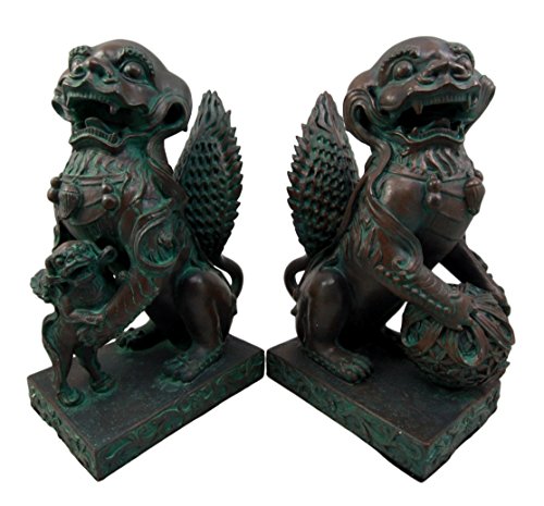 Ebros Gift Ebros Imperial Palace Guardian Foo Dogs Lions Bookends Figurine Pair 10" H
