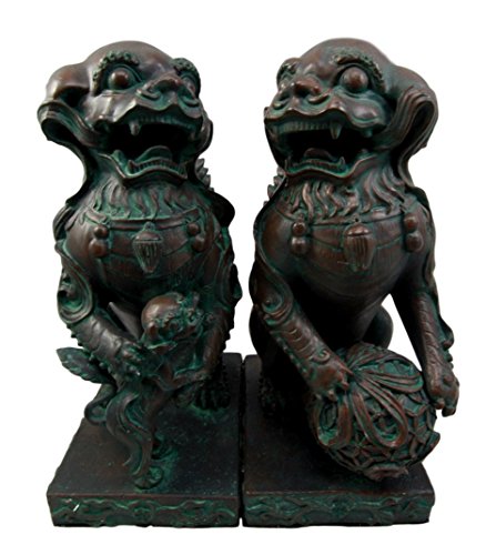 Ebros Gift Ebros Imperial Palace Guardian Foo Dogs Lions Bookends Figurine Pair 10" H