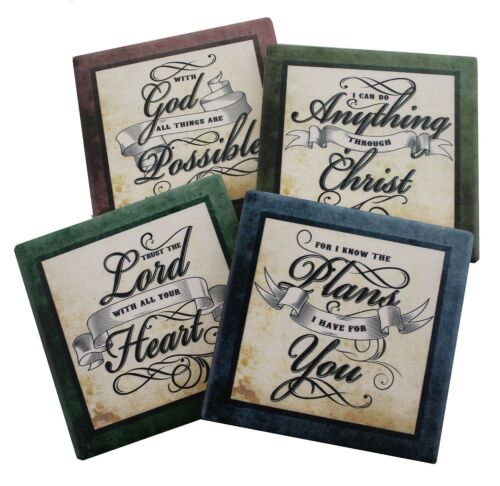 Ebros Gift Ebros Inspirational Scripture Verses Coaster Set Of 4 Christian & Spiritual Gift