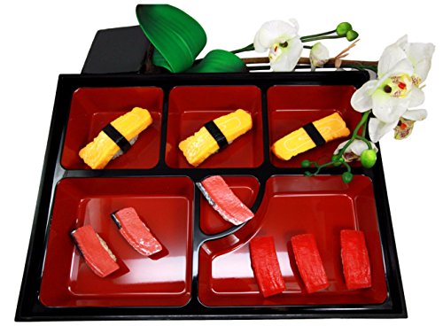 ebros gift Ebros Japanese 6 Compartments Restaurant Bento Box Plastic Serving Platter