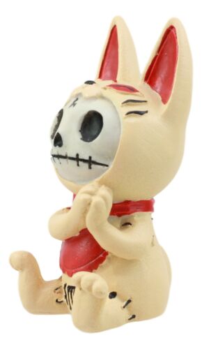 Ebros Gift Ebros Japanese Beckoning Fox Maneki Kitsune Furry Bones Figurine 3" Tall Furrybones Skeleton Collectible Statue
