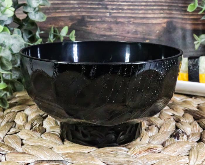 Ebros Gift Ebros Japanese Contemporary Black Lacquer Ridged Bowls Made In Japan Set Of 10