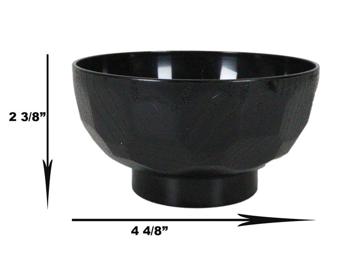 Ebros Gift Ebros Japanese Contemporary Black Lacquer Ridged Bowls Made In Japan Set Of 6