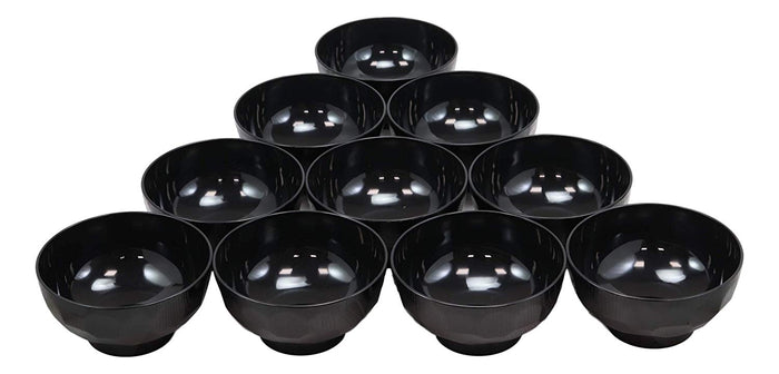 ebros gift Ebros Japanese Contemporary Black Lacquer Ridged Bowls Made In Japan Set of 10