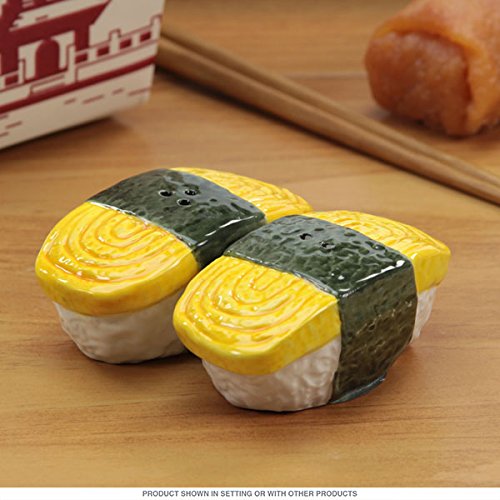 Ebros Gift Ebros Japanese Egg Tamago Sushi Magnetic Ceramic Salt Pepper Shaker Set