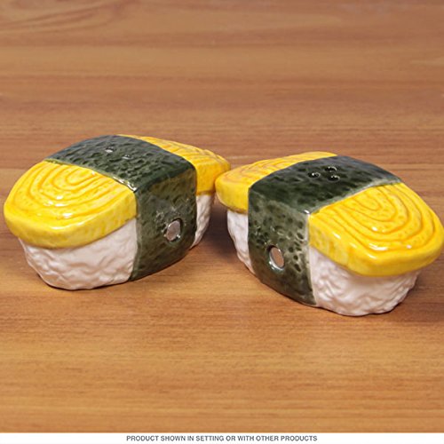 ebros gift Ebros Japanese Egg Tamago Sushi Magnetic Ceramic Salt Pepper Shaker Set