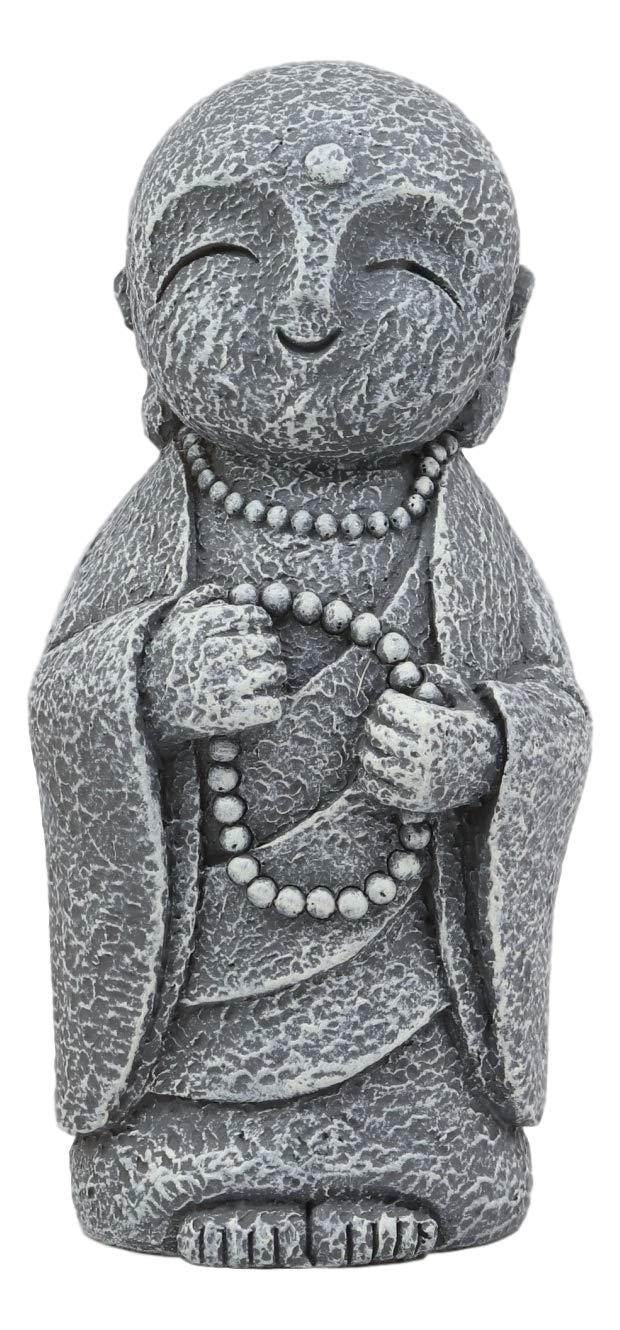 ebros gift Ebros Japanese Happy Jizo Monk With Prayer Beads Mini Statue 5"Tall Bodhisattva Buddha