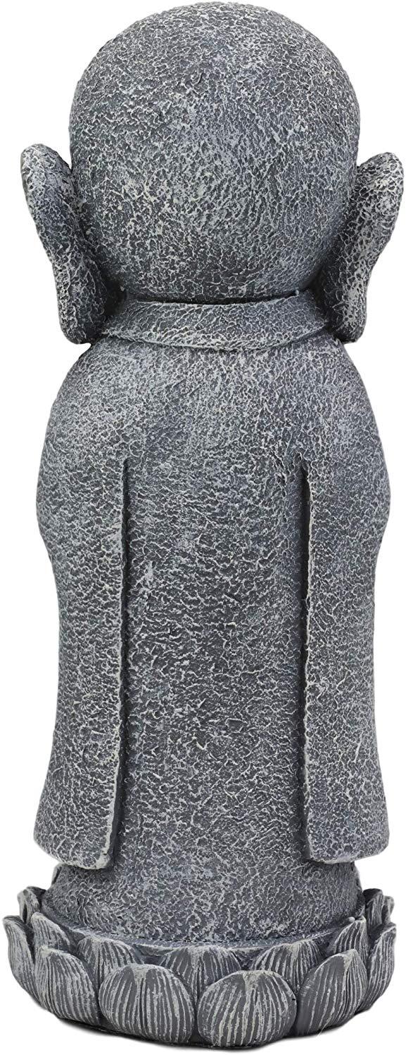 Ebros Gift Ebros Japanese Jizo Monk Standing On Lotus Figurine 9.75"H (With Wisdom Pearl)