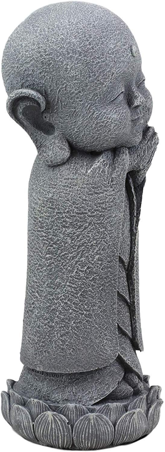 Ebros Gift Ebros Japanese Jizo Monk Standing On Lotus Figurine 9.75"H (Hands On Left Cheek)