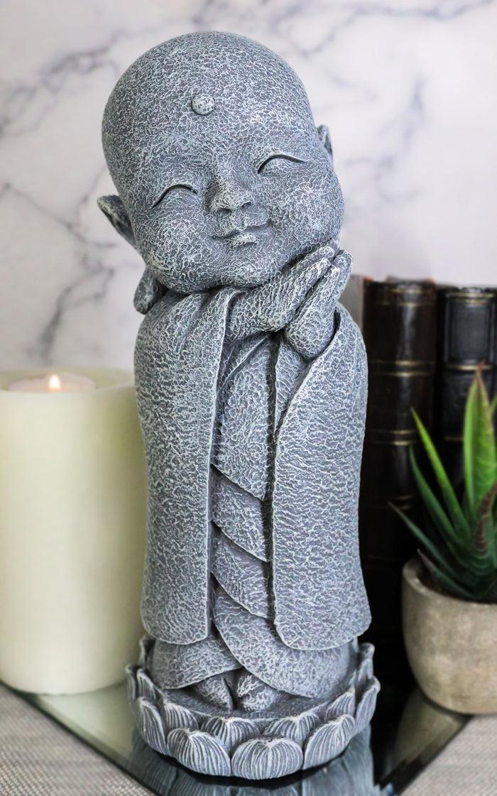 ebros gift Ebros Japanese Jizo Monk Standing On Lotus Figurine 9.75"H (Hands On Left Cheek)