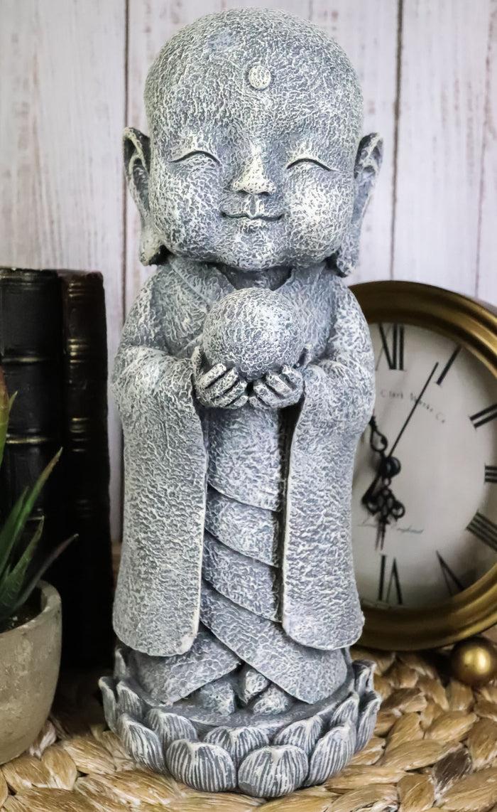 ebros gift Ebros Japanese Jizo Monk Standing On Lotus Figurine 9.75"H (With Wisdom Pearl)