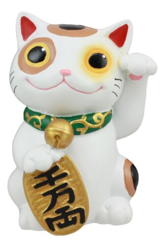 Ebros Gift Ebros Japanese Luck And Fortune Charm White Beckoning Cat Maneki Neko Statue 4"Tall Tabletop Collectible Figurine