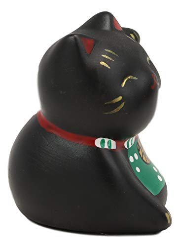 Ebros Gift Ebros Japanese Lucky Charm Beckoning Cat Black Maneki Neko With Baby Bib Mini Figurine