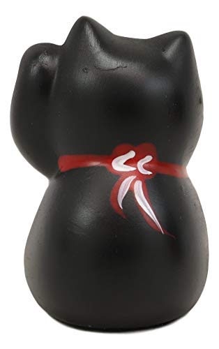Ebros Gift Ebros Japanese Lucky Charm Beckoning Cat Black Maneki Neko With Baby Bib Mini Figurine