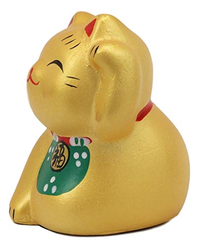 Ebros Gift Ebros Japanese Lucky Charm Beckoning Cat Gold Maneki Neko With Baby Bib Mini Figurine