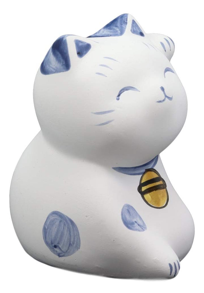 Ebros Gift Ebros Japanese Lucky Charm Beckoning Cat White Maneki Neko With Blue Spots Figurine