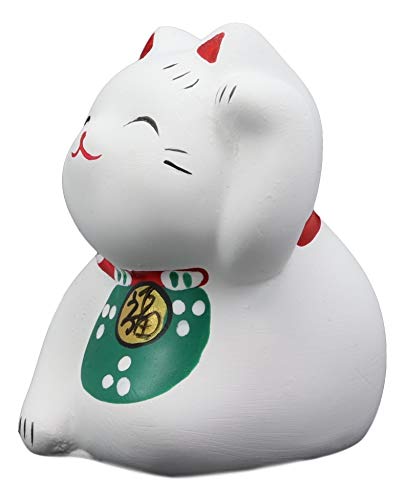 Ebros Gift Ebros Japanese Lucky Charm Beckoning Cat White Maneki Neko With Baby Bib Mini Figurine