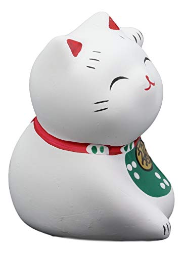 Ebros Gift Ebros Japanese Lucky Charm Beckoning Cat White Maneki Neko With Baby Bib Mini Figurine