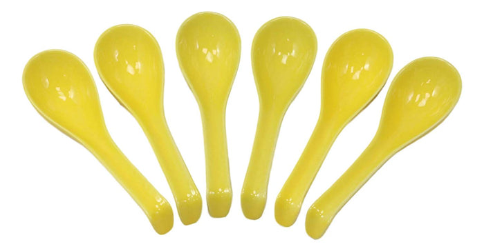 Ebros Gift Ebros Japanese Modern Porcelain Soup Spoons With Ladle Hook Pack Of 6 (Yellow)