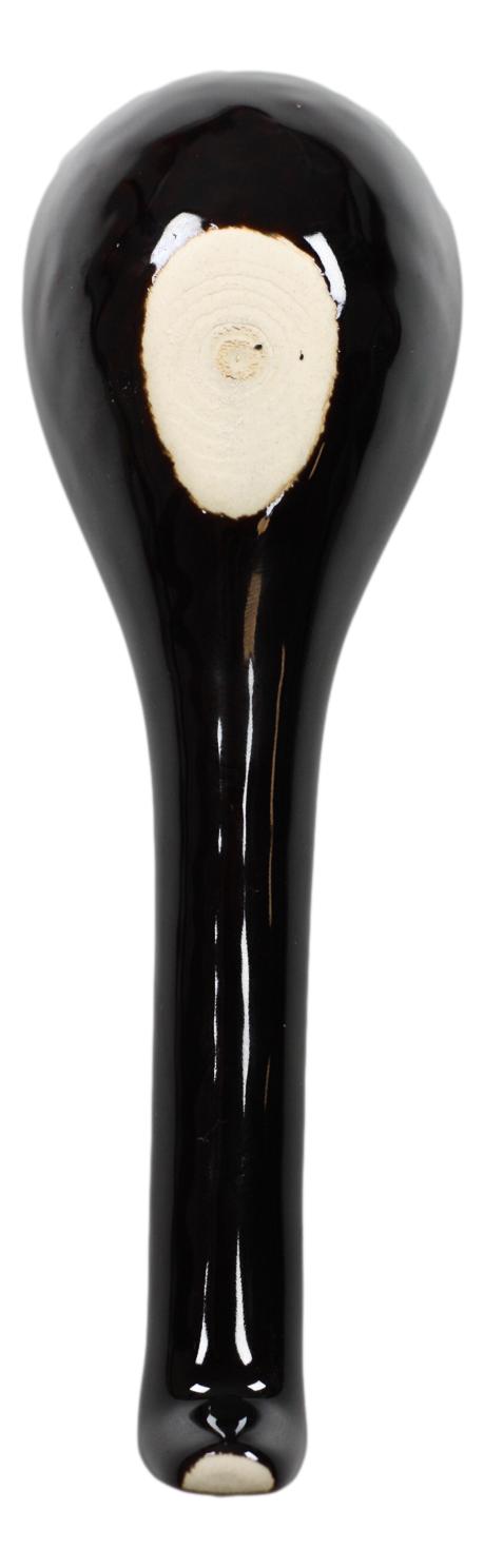 Ebros Gift Ebros Japanese Modern Porcelain Soup Spoons With Ladle Hook Pack Of 6 (Black)