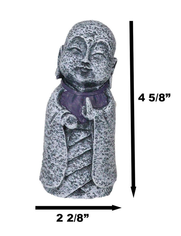 Ebros Gift Ebros Japanese Namaste Praying Jizo Monk With Purple Bib Statue 4.75" H Figurine
