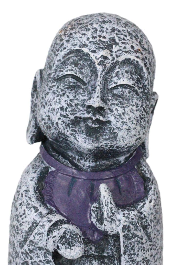 Ebros Gift Ebros Japanese Namaste Praying Jizo Monk With Purple Bib Statue 4.75" H Figurine