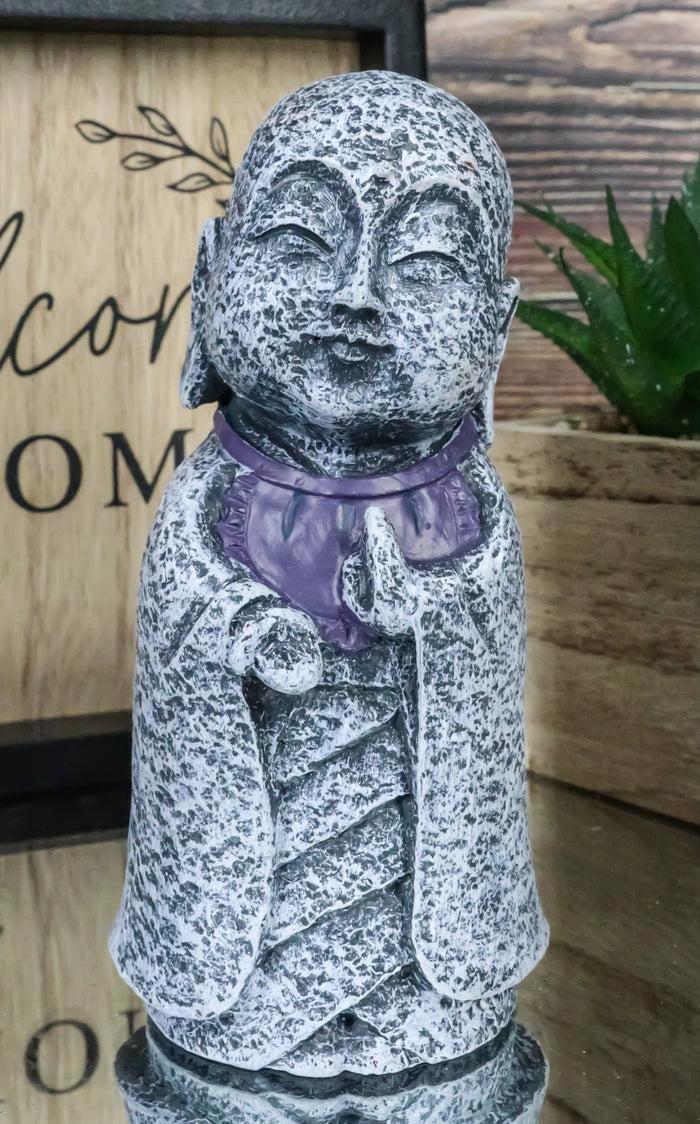 ebros gift Ebros Japanese Namaste Praying Jizo Monk with Purple Bib Statue 4.75" H Figurine