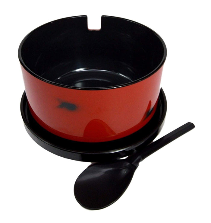 Ebros Gift Ebros Japanese Restaurant Grade Red Ohitsu Rice Container Serving Bowl With Scoop