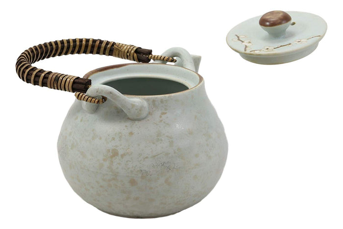 Ebros Gift Ebros Japanese Sakura Pastel Blue Plum Cherry Blossom Porcelain Tea Pot And 4 Cups Set
