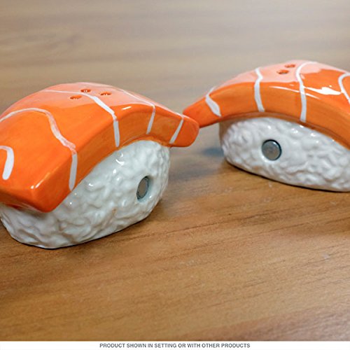 Ebros Gift Ebros Japanese Salmon Sushi Ceramic Magentic Salt Pepper Shakers Set