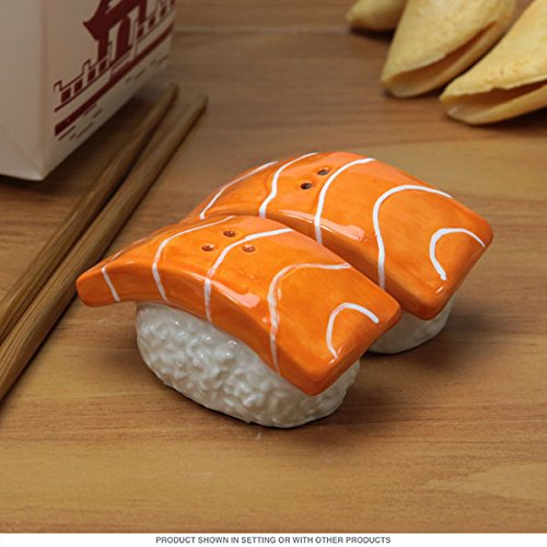 ebros gift Ebros Japanese Salmon Sushi Ceramic Magentic Salt Pepper Shakers Set