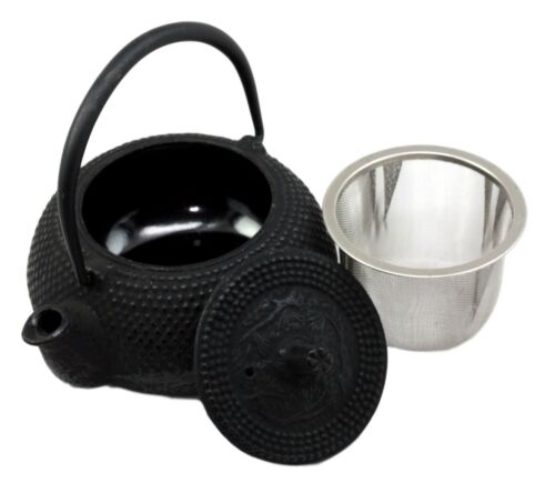 Ebros Gift Ebros Japanese Tetsubin Black Cast Iron Teapot Imperial Hobnail Design Tea Pot 9 Fl Oz