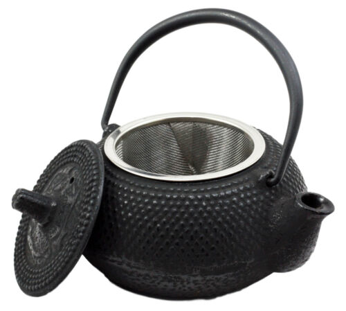 ebros gift Ebros Japanese Tetsubin Black Cast Iron Teapot Imperial Hobnail Design Tea Pot 9 fl oz
