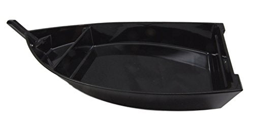 Ebros Gift Ebros Japanese Traditional Black Lacquered Plastic Sushi Boat Serving Plate Display