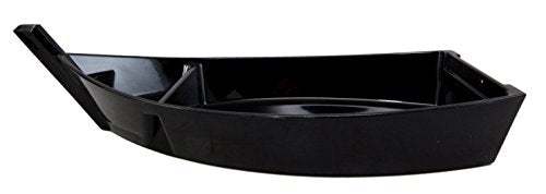 Ebros Gift Ebros Japanese Traditional Black Lacquered Plastic Sushi Boat Serving Plate Display