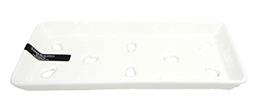 Ebros Gift Ebros Japanese White Neta Zara Porcelain Sashimi Chef Serving Plate 2-PK For Sushi Box