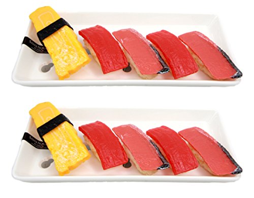 ebros gift Ebros Japanese White Neta Zara Porcelain Sashimi Chef Serving Plate 2-PK For Sushi Box