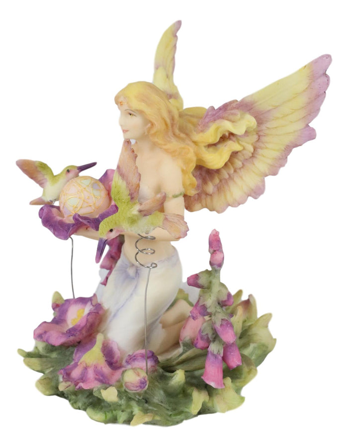 Ebros Gift Ebros Jody Bergsma Faith Fairy Purple Flower With Hummingbirds Statue 5.75" Tall