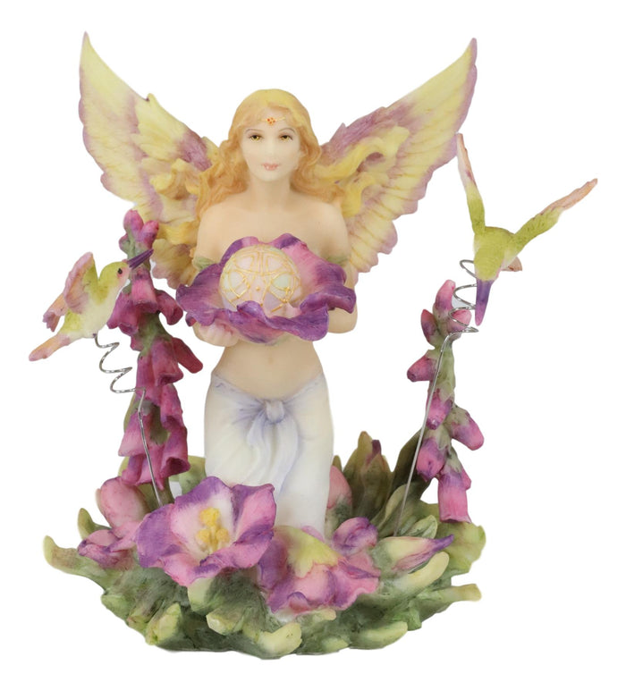 Ebros Gift Ebros Jody Bergsma Faith Fairy Purple Flower With Hummingbirds Statue 5.75" Tall